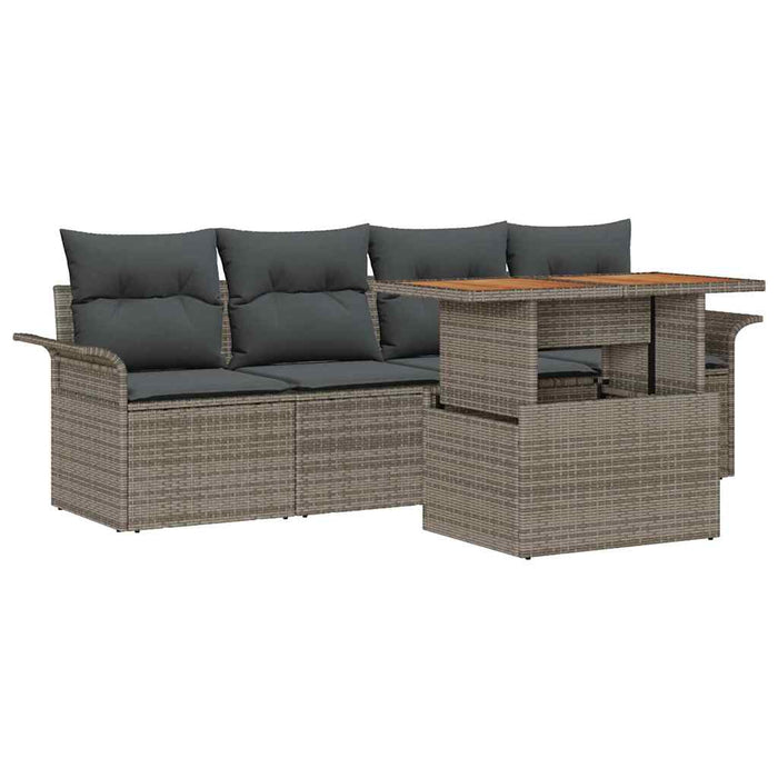 Set de canapele pentru grădină 5 pcs Gri Rattan poli - WALTI WALTI