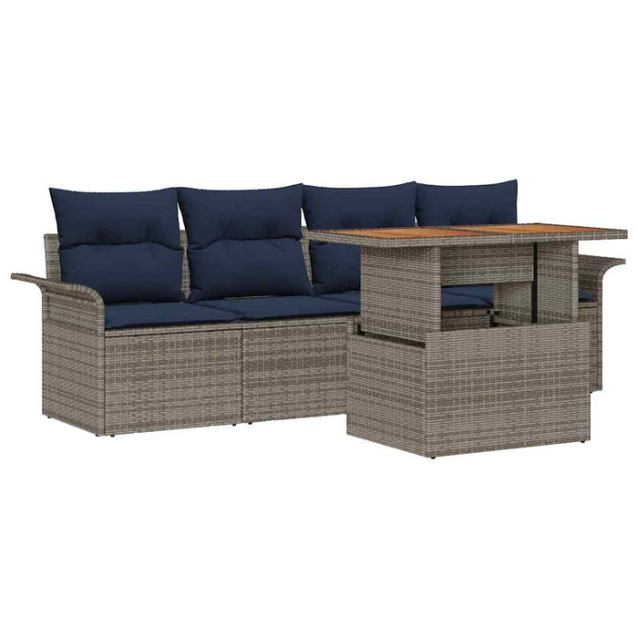 Set de canapele pentru grădină 5 pcs Gri Rattan poli - WALTI WALTI