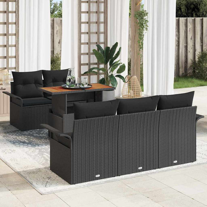 Set de canapele pentru grădină 6 pcs Negru Rattan poli - WALTI WALTI