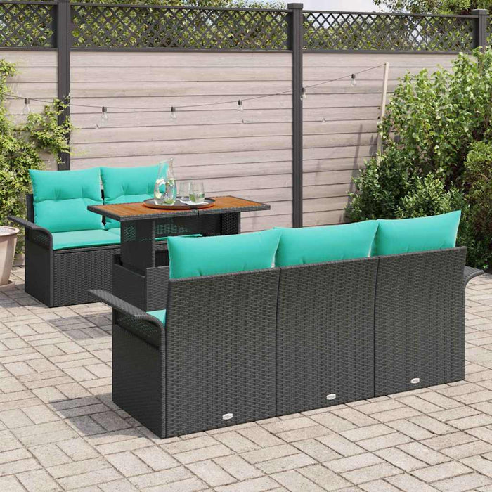 Set de canapele pentru grădină 6 pcs Negru Rattan poli - WALTI WALTI