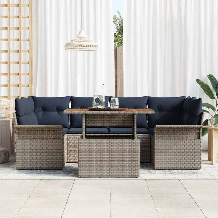 Set de canapele pentru grădină 7 pcs Gri Rattan poli - WALTI WALTI