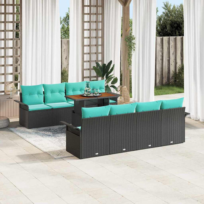 Set de canapele pentru grădină 9 pcs Negru Rattan poli - WALTI WALTI