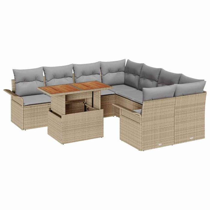 Set de canapele pentru grădină 9 pcs Bej Rattan poli - WALTI WALTI
