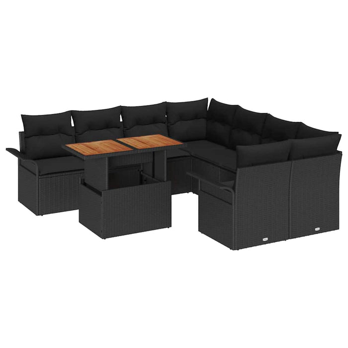 Set de canapele pentru grădină 9 pcs Negru Rattan poli - WALTI WALTI