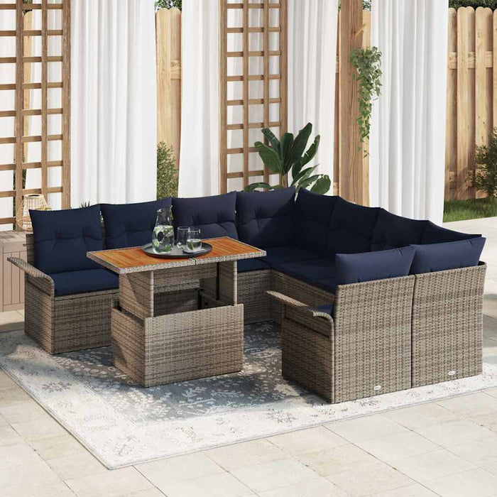 Set de canapele pentru grădină 9 pcs Gri Rattan poli - WALTI WALTI
