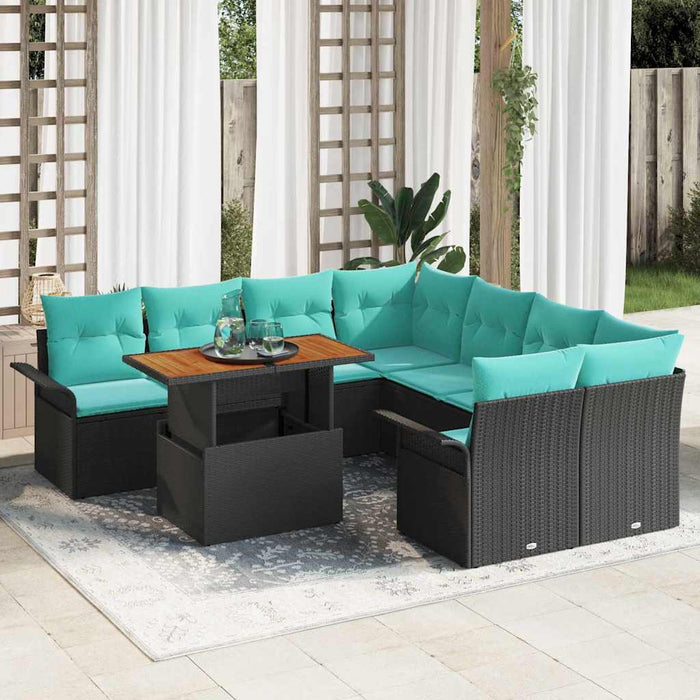 Set de canapele pentru grădină 9 pcs Negru Rattan poli - WALTI WALTI