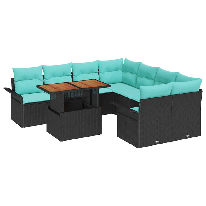 Set de canapele pentru grădină 9 pcs Negru Rattan poli - WALTI WALTI