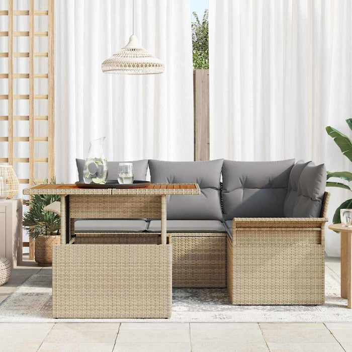 Set de canapele pentru grădină 5 pcs Bej Rattan poli - WALTI WALTI
