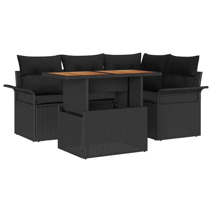 Set de canapele pentru grădină 5 pcs Negru Rattan poli - WALTI WALTI