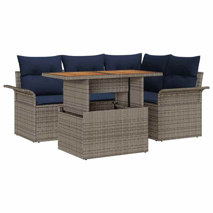 Set de canapele pentru grădină 5 pcs Gri Rattan poli - WALTI WALTI