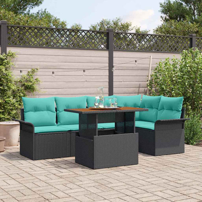 Set de canapele pentru grădină 6 pcs Negru Rattan poli - WALTI WALTI