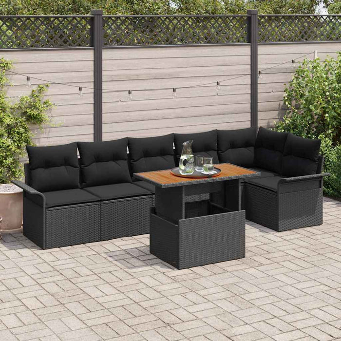 Set de canapele pentru grădină 7 pcs Negru Rattan poli - WALTI WALTI