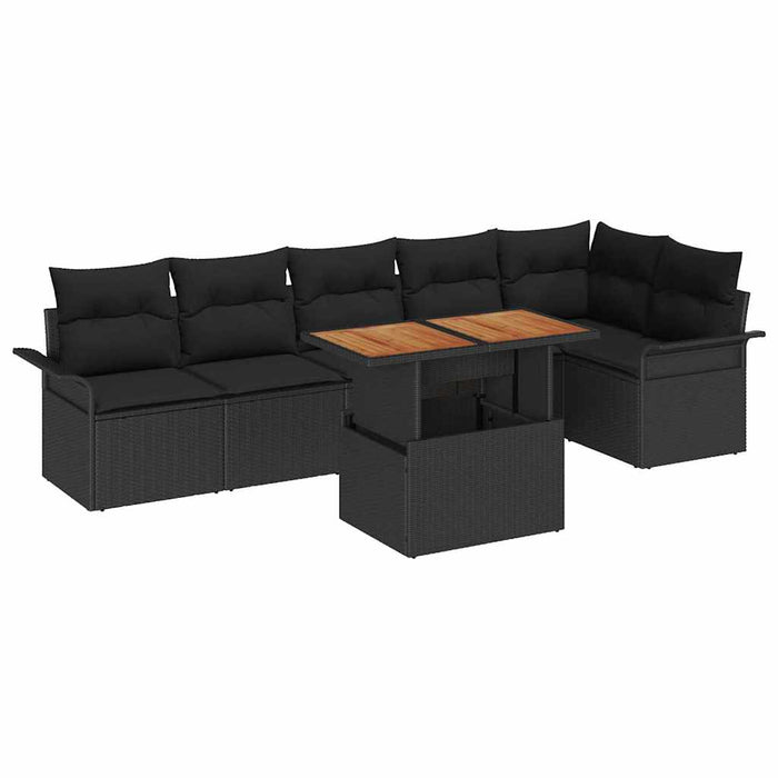 Set de canapele pentru grădină 7 pcs Negru Rattan poli - WALTI WALTI