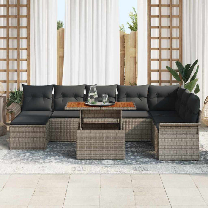 Set de canapele pentru grădină 9 pcs Gri Rattan poli - WALTI WALTI