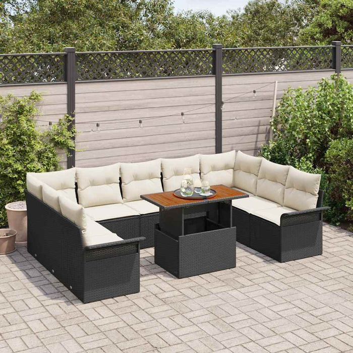Set de canapele pentru grădină 10 pcs Negru Rattan poli - WALTI WALTI