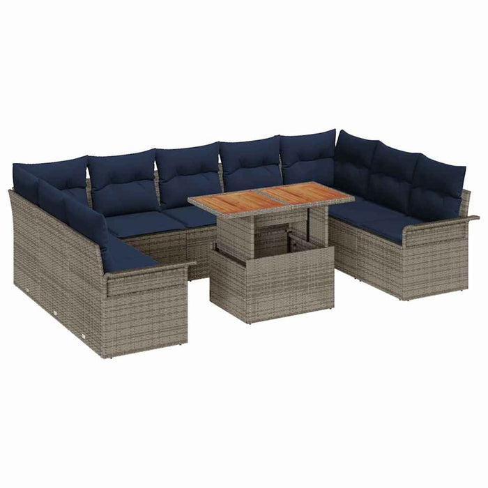 Set de canapele pentru grădină 10 pcs Gri Rattan poli - WALTI WALTI