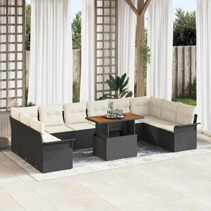 Set de canapele pentru grădină 11 pcs Negru Rattan poli - WALTI WALTI