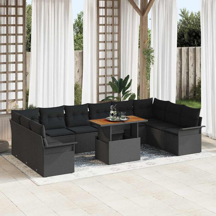 Set de canapele pentru grădină 11 pcs Negru Rattan poli - WALTI WALTI