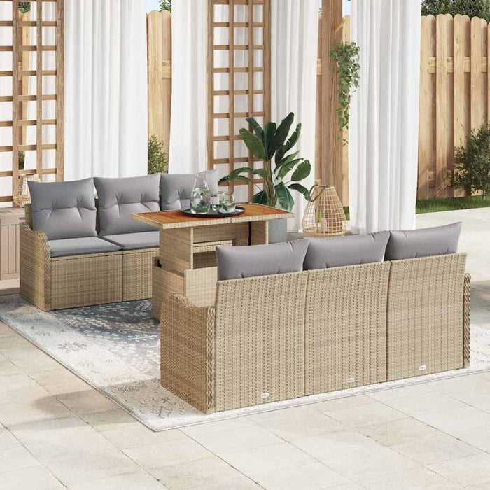 Set de canapele pentru grădină 7 pcs Bej Rattan poli - WALTI WALTI