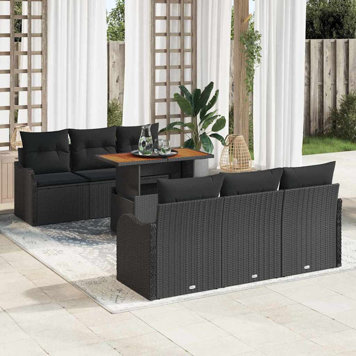 Set de canapele pentru grădină 7 pcs Negru Rattan poli - WALTI WALTI
