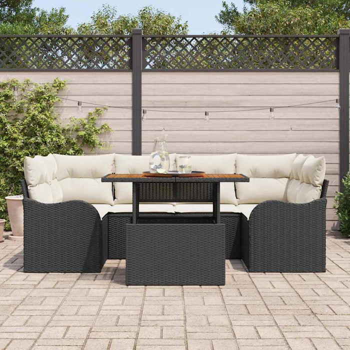 Set de canapele pentru grădină 7 pcs Negru Rattan poli - WALTI WALTI
