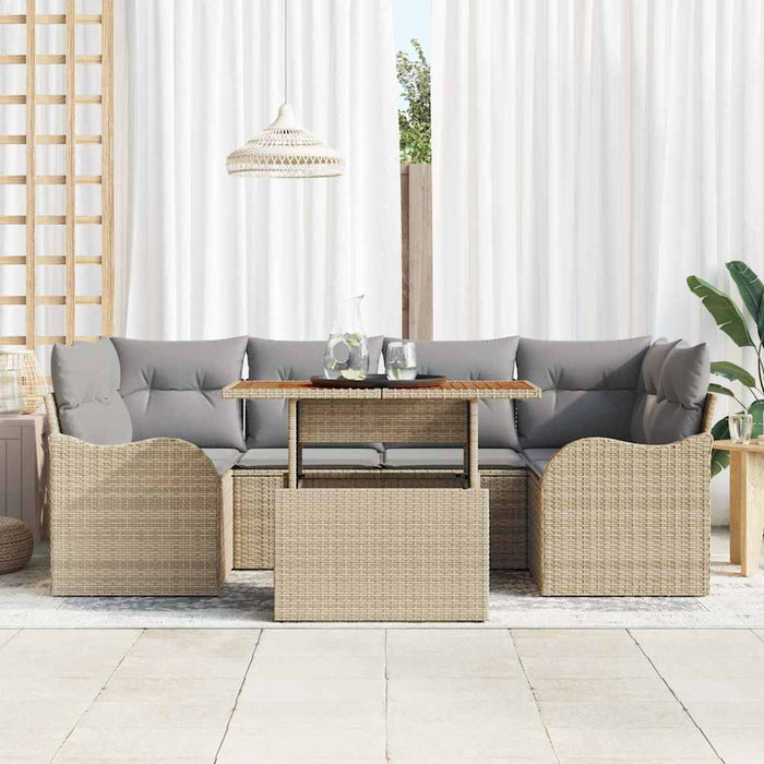 Set de canapele pentru grădină 7 pcs Bej Rattan poli - WALTI WALTI