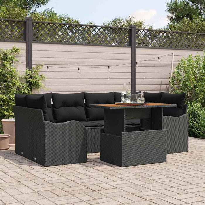 Set de canapele pentru grădină 7 pcs Negru Rattan poli - WALTI WALTI