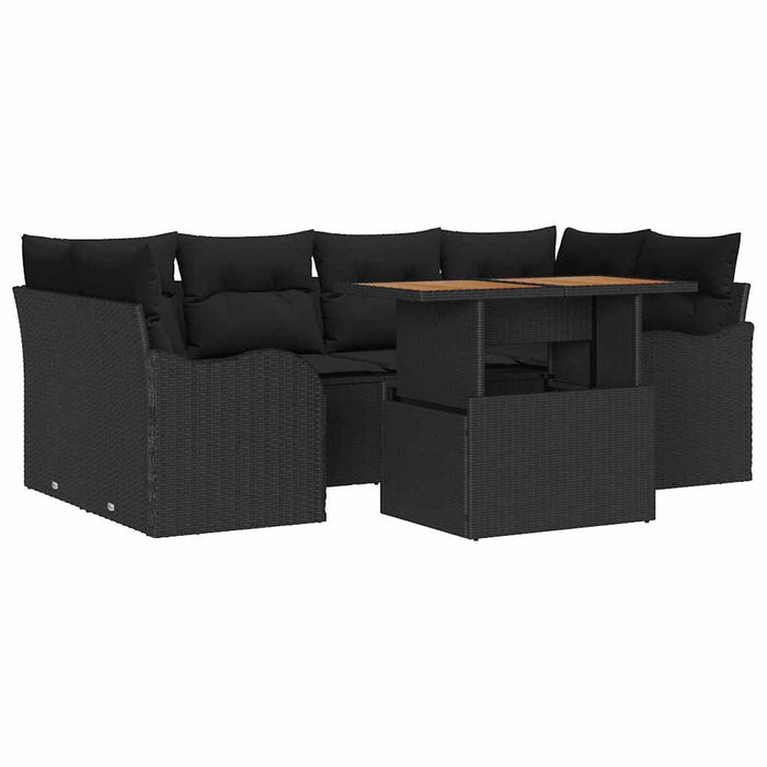 Set de canapele pentru grădină 7 pcs Negru Rattan poli - WALTI WALTI