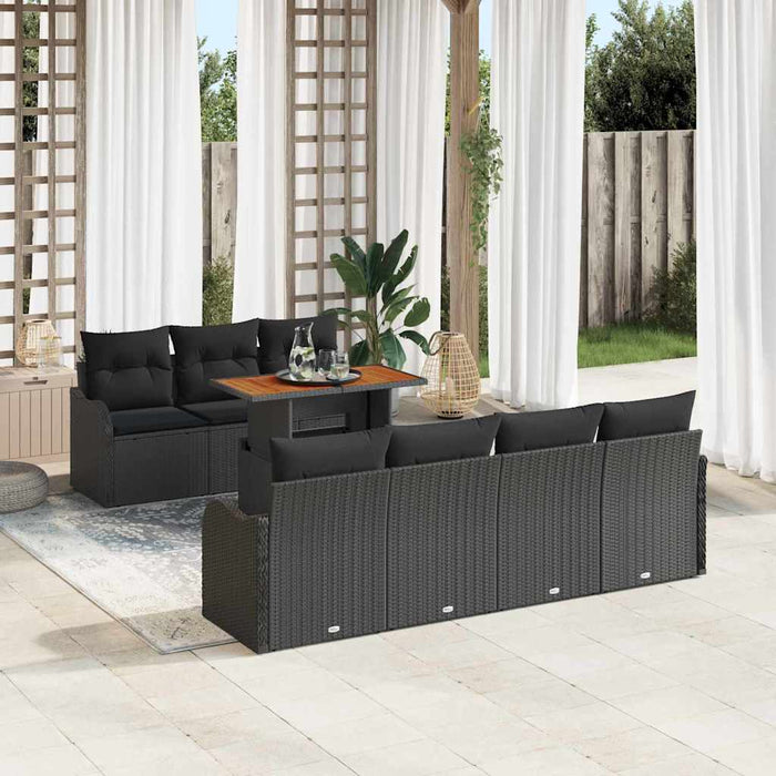 Set de canapele pentru grădină 8 pcs Negru Rattan poli - WALTI WALTI