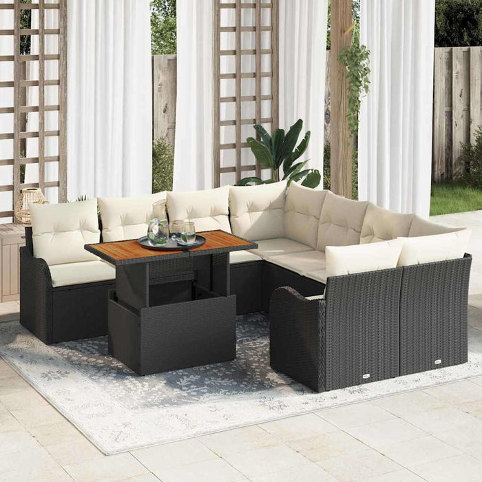 Set de canapele pentru grădină 9 pcs Negru Rattan poli - WALTI WALTI