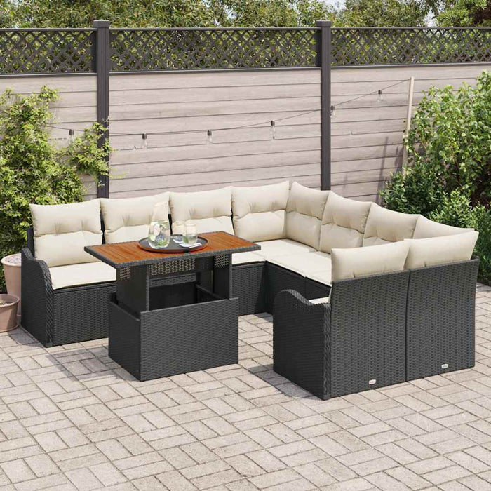 Set de canapele pentru grădină 9 pcs Negru Rattan poli - WALTI WALTI