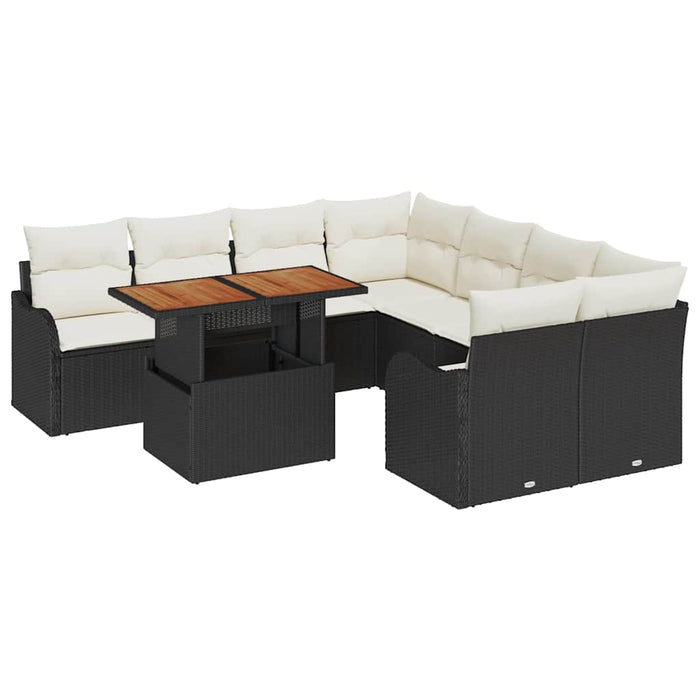 Set de canapele pentru grădină 9 pcs Negru Rattan poli - WALTI WALTI