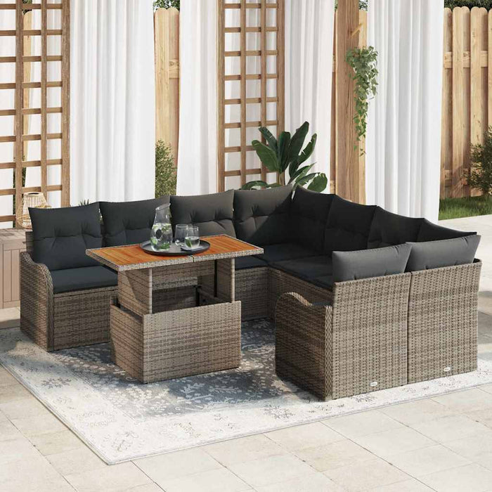 Set de canapele pentru grădină 9 pcs Gri Rattan poli - WALTI WALTI