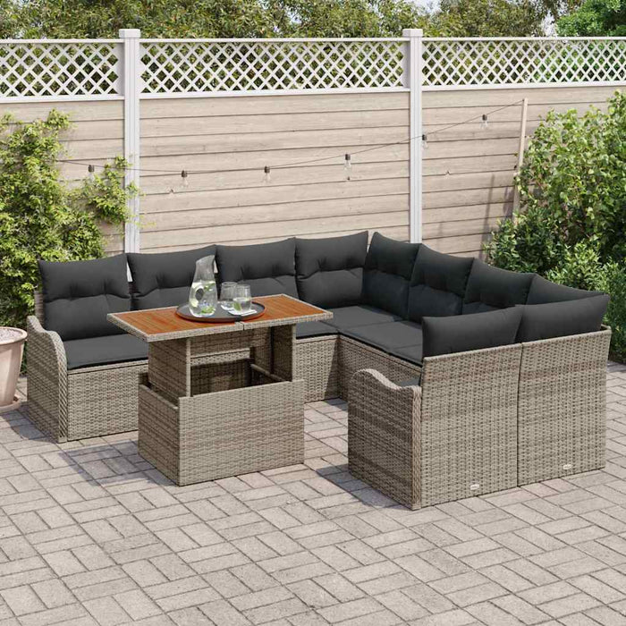Set de canapele pentru grădină 9 pcs Gri Rattan poli - WALTI WALTI