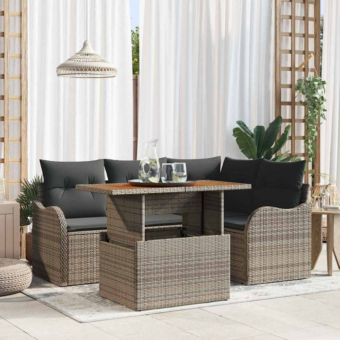 Set de canapele pentru grădină 5 pcs Gri Rattan poli - WALTI WALTI