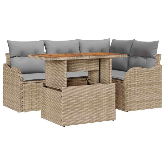 Set de canapele pentru grădină 5 pcs Bej Rattan poli - WALTI WALTI