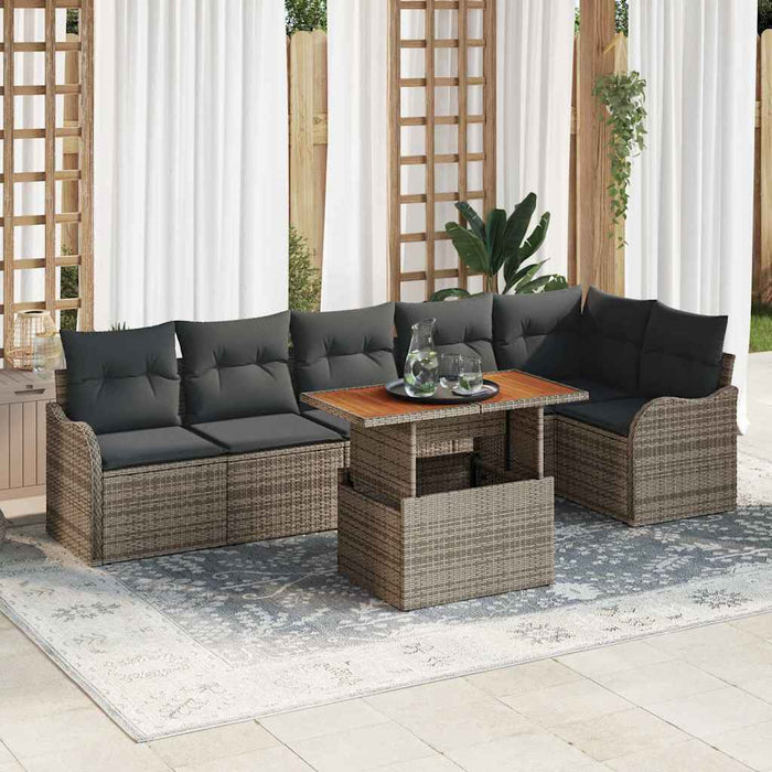 Set de canapele pentru grădină 7 pcs Gri Rattan poli - WALTI WALTI