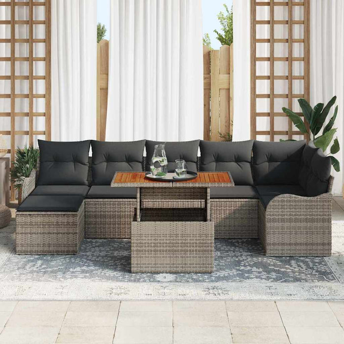 Set de canapele pentru grădină 8 pcs Gri Rattan poli - WALTI WALTI