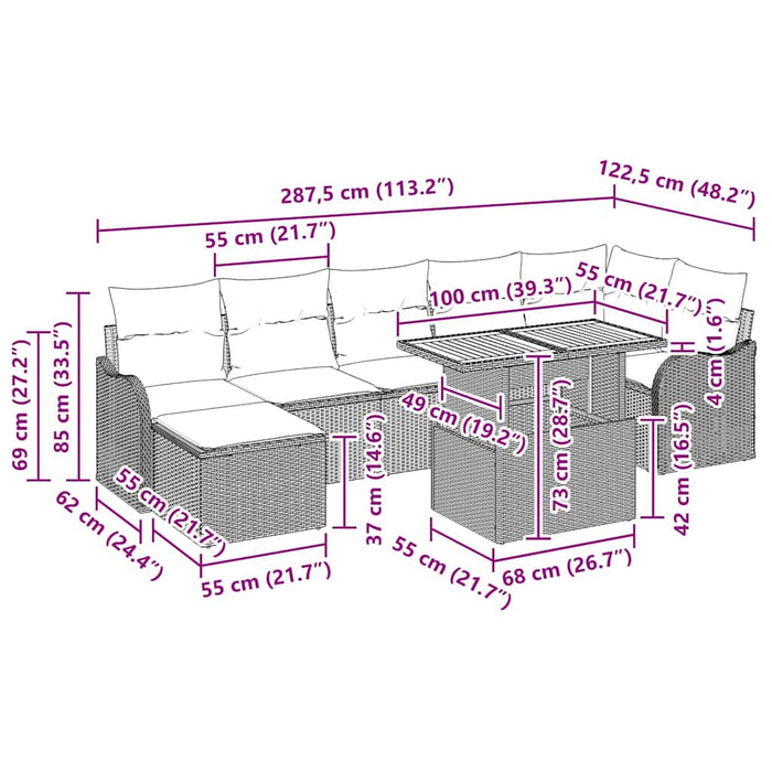 Set de canapele pentru grădină 8 pcs Gri Rattan poli - WALTI WALTI