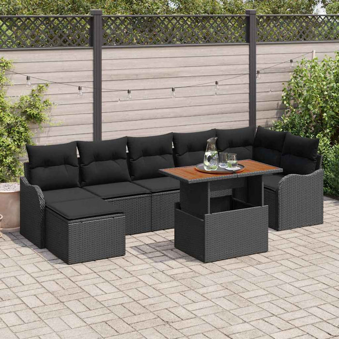 Set de canapele pentru grădină 8 pcs Negru Rattan poli - WALTI WALTI