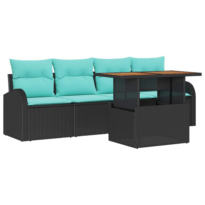 Set de canapele pentru grădină 5 pcs Negru Rattan poli WALTI