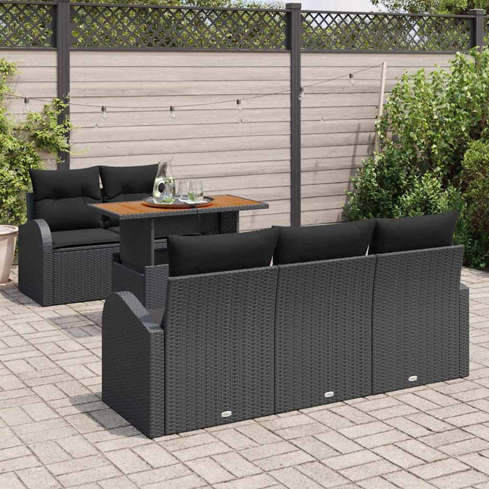 Set de canapele pentru grădină 6 pcs Negru Rattan poli - WALTI WALTI