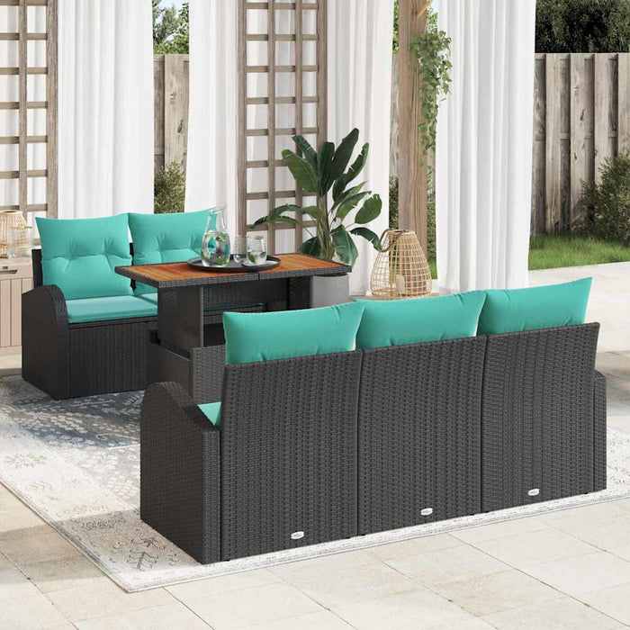 Set de canapele pentru grădină 6 pcs Negru Rattan poli WALTI