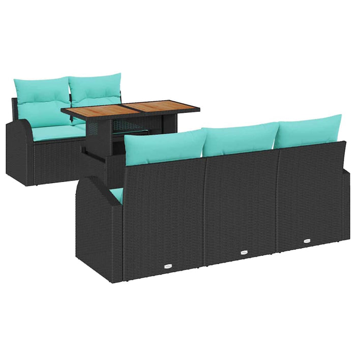 Set de canapele pentru grădină 6 pcs Negru Rattan poli WALTI