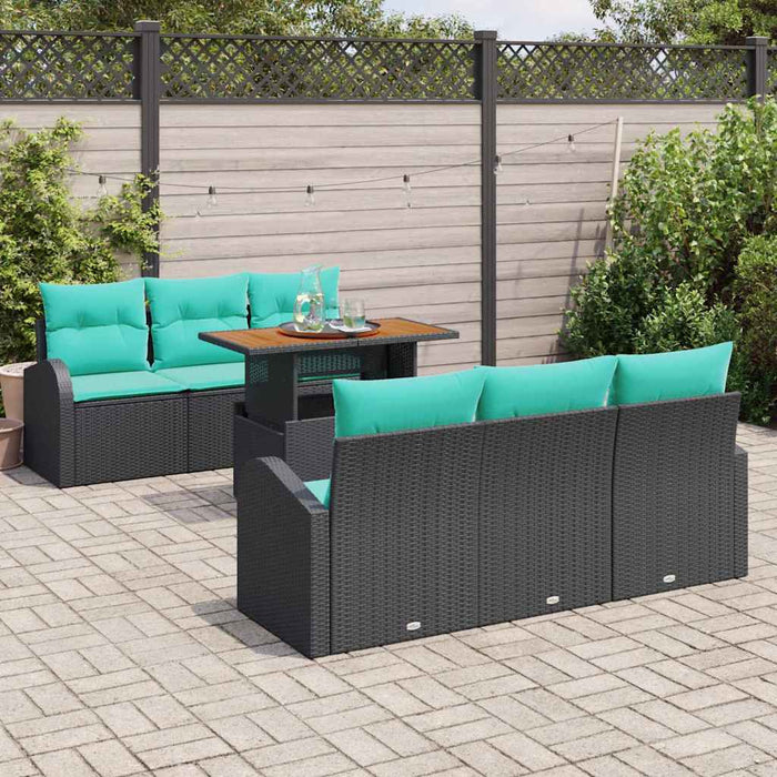 Set de canapele pentru grădină 7 pcs Negru Rattan poli WALTI