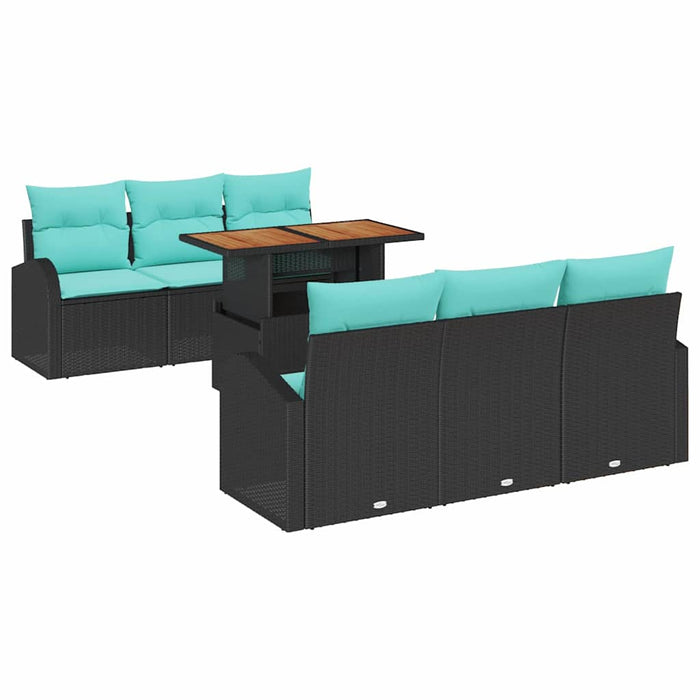 Set de canapele pentru grădină 7 pcs Negru Rattan poli WALTI