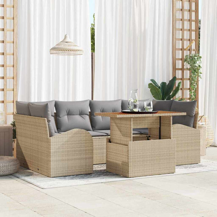 Set de canapele pentru grădină 7 pcs Bej Rattan poli - WALTI WALTI