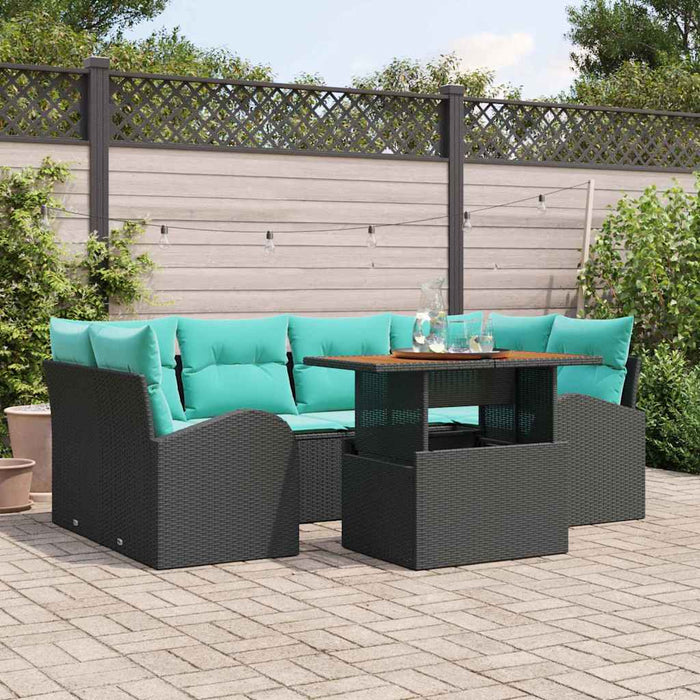 Set de canapele pentru grădină 7 pcs Negru Rattan poli WALTI