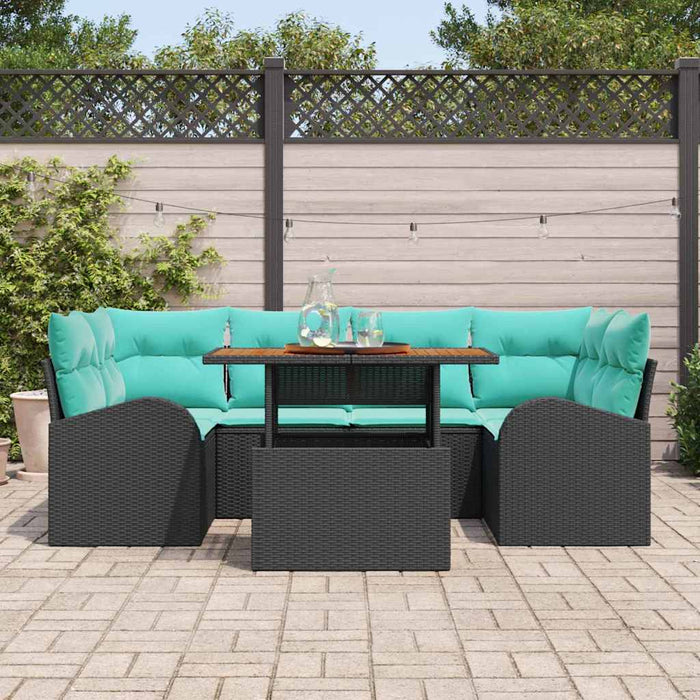 Set de canapele pentru grădină 7 pcs Negru Rattan poli WALTI