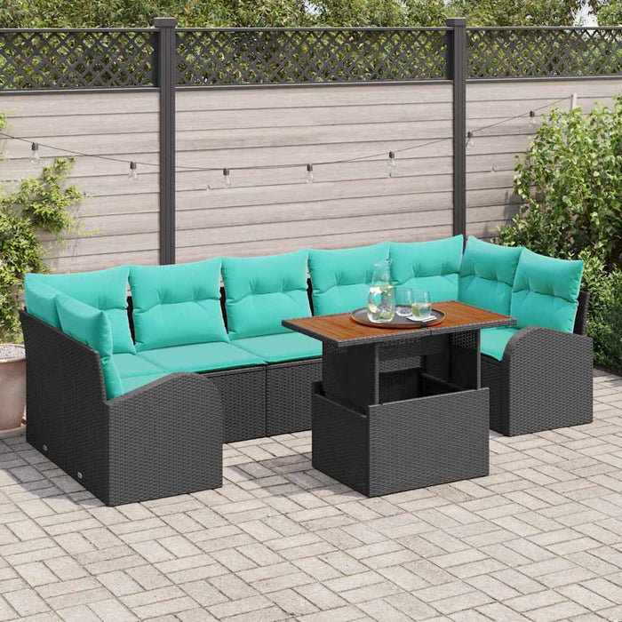 Set de canapele pentru grădină 8 pcs Negru Rattan poli WALTI